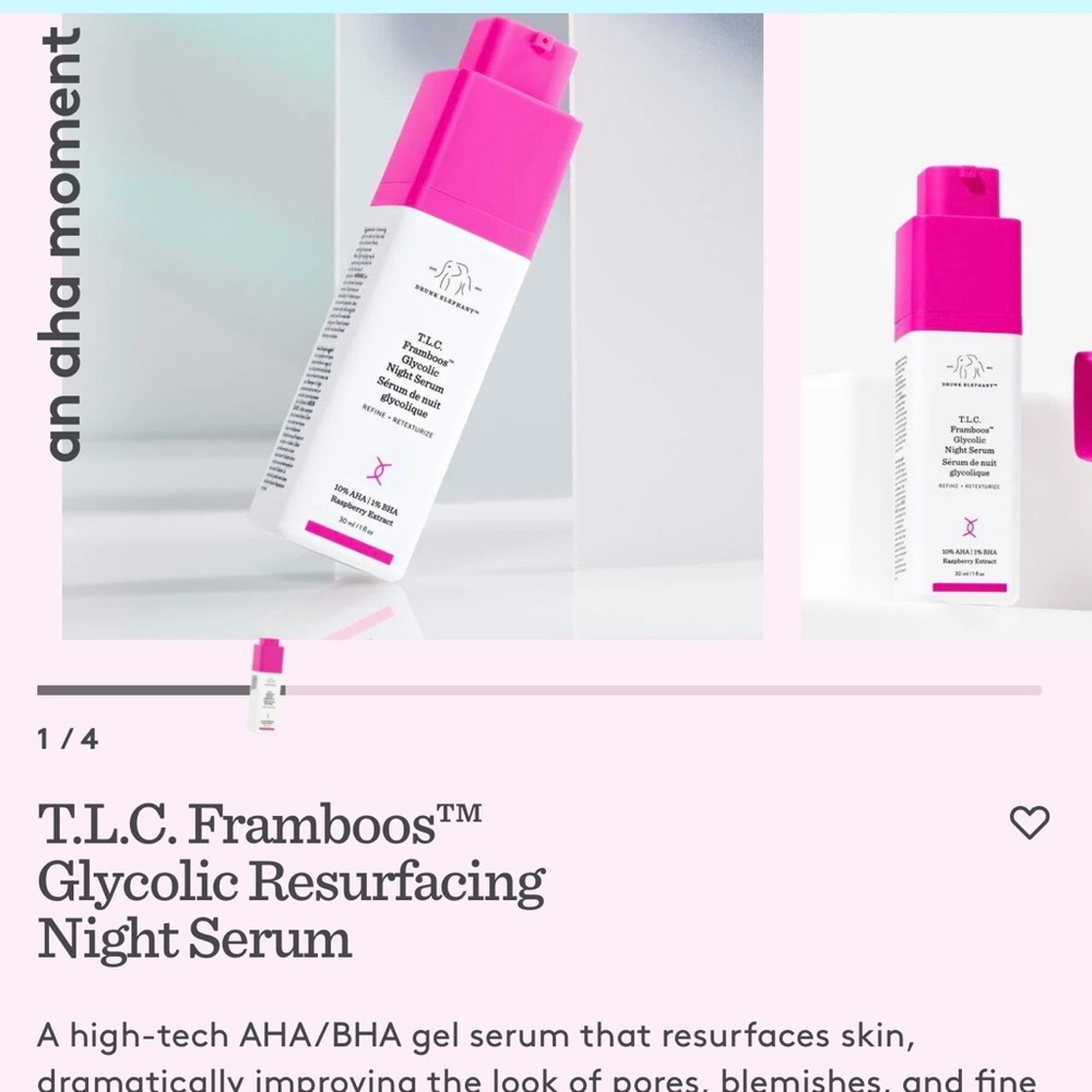 Drunk Elephant T.L.C. Framboos Night Serum – Pink & White Pump Bottle